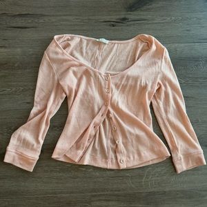 Free people intimately soft pink button up top